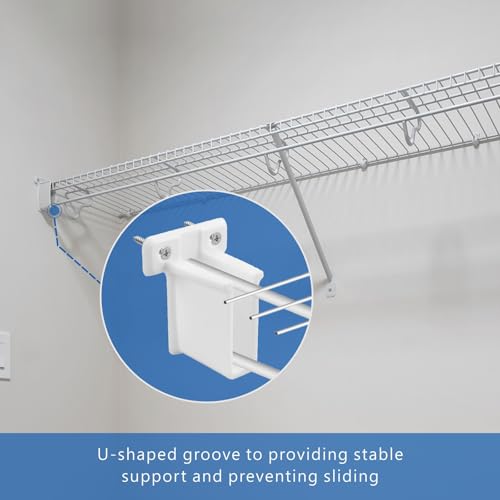 4 Pcs Wire Shelf End Bracket, Heavy Duty Closet Shelf Brackets, White Plastic Closet Rod / Wall Shelf Supports with Screws, Wall Mount Brackets for Shelves Closet - size: 4 Pieces