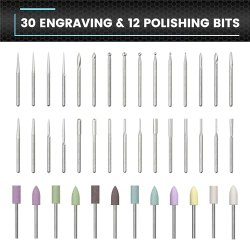 AM ARROWMAX Mini Engraving Pen, Rotary Tool with 42 Bits, Aluminum Case, Smart Motion Control, OLED, APP, Magnetic Charger, Tool Bag, Engraving Pen for Jewelry, Wood, Glass, Carving (SGS PRO Plus) - color: Grey, size: SGS PRO PLUS