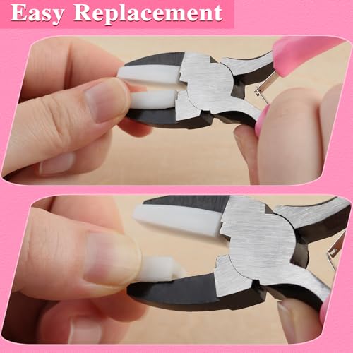 Flat Nose Pliers for Jewelry Making with 2 Replacement Tips, 5 Inch Soft Jaw Pliers with Consistent Grip, Wire Straightener for Beading, Looping, Gripping, Shaping - style: Flat Soft Jaw Pliers