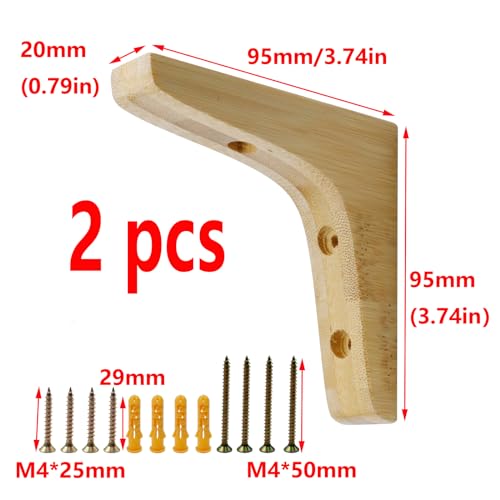 Antrader 2PCS Wooden Shelf Brackets,L Shape,3.74"×3.74"×0.79",Light Brown - color: Light Brown, size: 3.74"×3.74"×0.79",2pcs