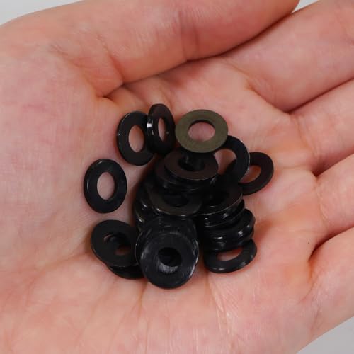 M5 Black Nylon Washers, 5mm ID, 10mm OD, 1mm Thickness, Plastic Flat Round Washers, 200 Pieces Nylon Washer Hardware Set - size: M5