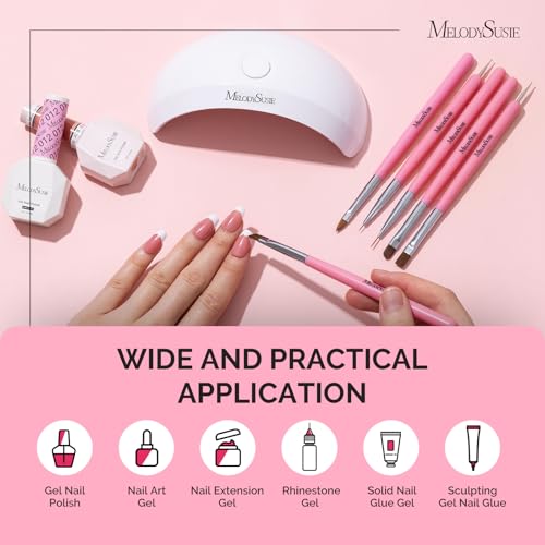 MelodySusie Nail Art Brushes Set, 6pcs Nail Art Design Pen Painting Tools - color: Pink, size: 6