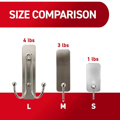 Command Large Satin Nickel Bath Double Hooks, 1 Hook, 1 Strip