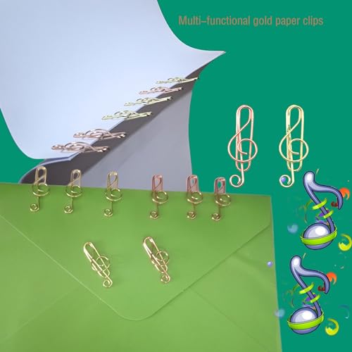 40 Pcs Note-Shaped Paper Clips - Fun Metal Paperclips Perfect for Office, School, Home File Organization, Wedding, Party Decorations, and DIY Crafts (Gold, Rose Gold) - style: NOTE