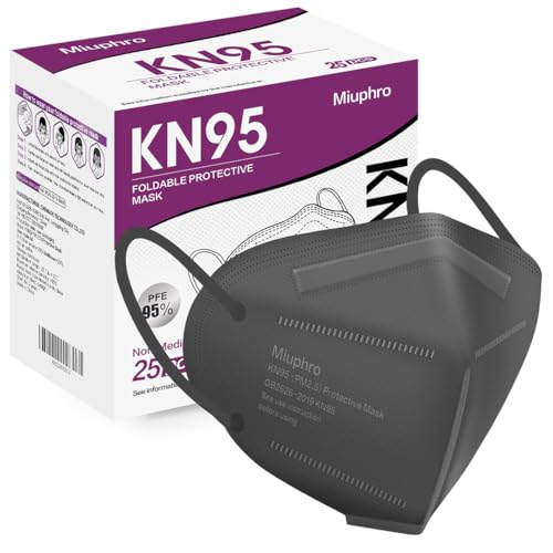 Miuphro KN95 Face Mask 25 Pack, 5-Layers Breathable KN95 Masks - color: Grey