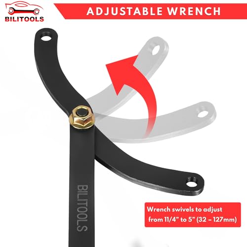BILITOOLS 15PCS Pulley Holder Tool Set, 1/2" Drive Adjustable Pin Wrench