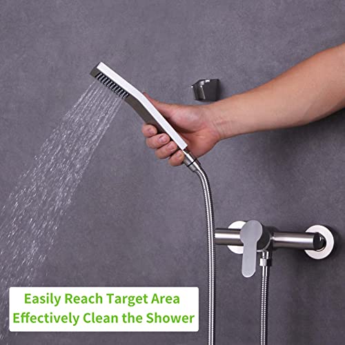 Angle Simple Replacement Handheld Shower Hose 79", 1/2" IPS, Brushed Nickel - color: Brushed Steel, size: 79 Inch