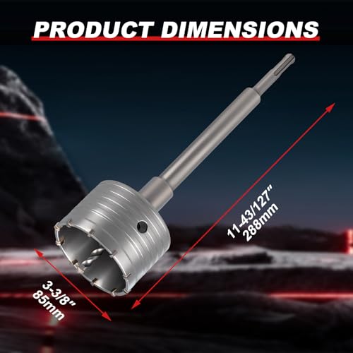 Professional 3-11/32" (85mm) Concrete Hole Saw 220mm SDS Plus & Dust Bag - size: 3-11/32" (85mm)