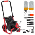 Drain Cleaner Machine, 100 ft X 3/8 in Drain Auge, Auto-feed Professional 6.8A Electric Drain Auger, Air-Activated Foot Switch, w/ 6 Cutters, Gloves, Cleaner Sewer Snake - style: 100FT 3/8"
