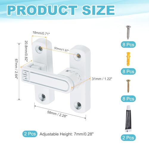 uxcell 2Pcs Barn Door Lock, Zinc Alloy 90/180 Degree Flip Gate Latches, Adjustable Security Sliding Door Latch Lock with Screws for Cabinet, Bathroom, Window, Garden, White with Sticker - color: White