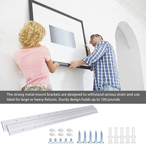 French Cleat Hanger 30 Inch ,2Pairs Aluminum Z Clips for Hanger Supports 120lbs - Interlocking Wall Mounting Bracket Hardware Kit for Hanging Mirrors, Picture, Shelf, Whiteboard, Art, Frames - size: 30 Inch-Standard