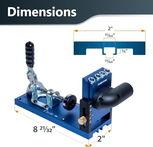 POWERTEC 72104 Aluminum Pocket Hole Jig Set with 7" Quick Release Ratcheting Table Clamp | Joinery Woodworking Jig Tool with Base, 1-1/4" Dust Port and Hardware - style: AluminumPocket Hole Jig Set w/ 7" Clamp