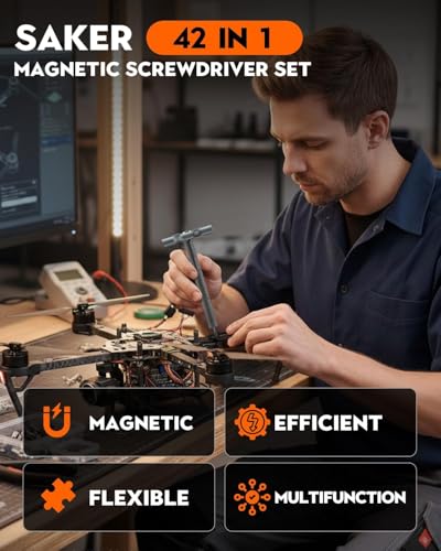 Saker 42-in-1 Magnetic Screwdriver Kit with T Handle Multi-Bit Ratchet Screwdriver Set Gifts for Father, Dad, Home, Computer, Bicycle, Furniture, DIY Dark Grey - style: 42 in 1 Classic
