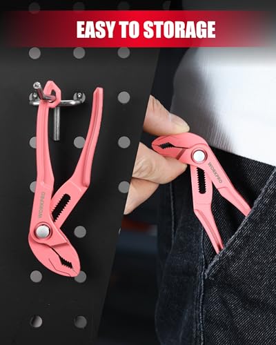 WORKPRO Mini Water Pump Pliers, 4-Inch Groove Joint Pliers for Tight Spaces - color: Pink