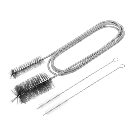 HARFINGTON 3pcs Flexible Long Drain Brush Straw Cleaner Set 61.02" Stainless Steel Double Ended Hose Brush with 8" Nylon Long Tube Pipe Cleaning for Fish Tank Sink Pipe, Black - color: Black, size: 155cm