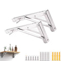 Folding Shelf Brackets, Max Load 330 lb, Heavy Duty Stainless Steel Collapsible Wall Mounted Shelf Brackets for Table, Space Saving DIY Bracket, Pack of 2 (Silver, 14 Inch 2pack) - size: 14 Inch 2pack