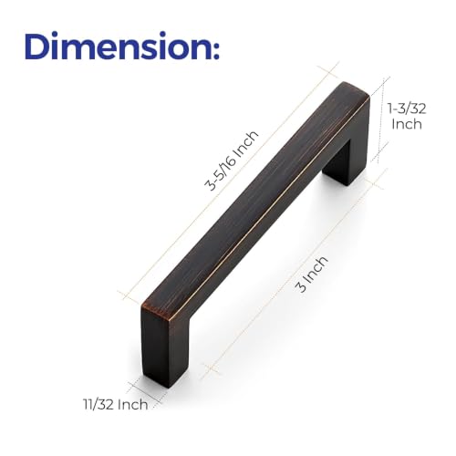 Ravinte Oil Rubbed Bronze Cabinet Handles Solid Cabinet Pulls 3 Inch 5 Pack | Zinc Alloy, Slim Square Bar Grip, Smooth Drawer Pull Feel, Kitchen Cabinet Update, For Cupboards, Dressers, Drawers, Hardware - color: Oil Rubbed Bronze, size: Flat Black 3'' Ho