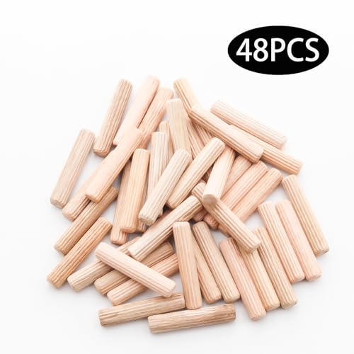 48Pcs 8mm x 40mm / 5/16 Inch x 1.57 Inch Wooden Dowel Pin - size: 8 x 40mm