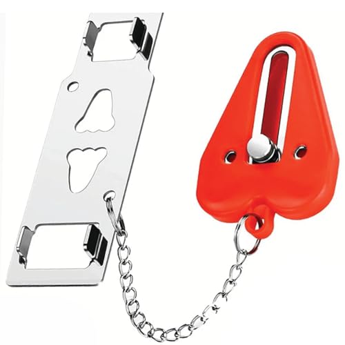 Portable Door Lock & Door Stop Alarm Set, Dual Protection Home Security Door Kit, Travel Hotel Door Lock Devices Pocket Self Defensey Tools for Traveling Hotel Home Apartment,Red