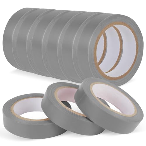 Romeda 9 Pack Electrical Tapes, Electrical Tape Water, Sun, and Oil Resistant, Electrical Tape is Suitable for Most Domestic, Commercial, and Industrial environments - Gray - color: Grey