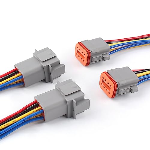 Newdeli Deutsch 8 Pin Connector Kit Waterproof Electrical Connector 16 AWG Male and Female Automotive Wire Connectors for Car Truck Boat, Dt Connector 2 Sets - size: DT Connector 2 Sets 8 Pin