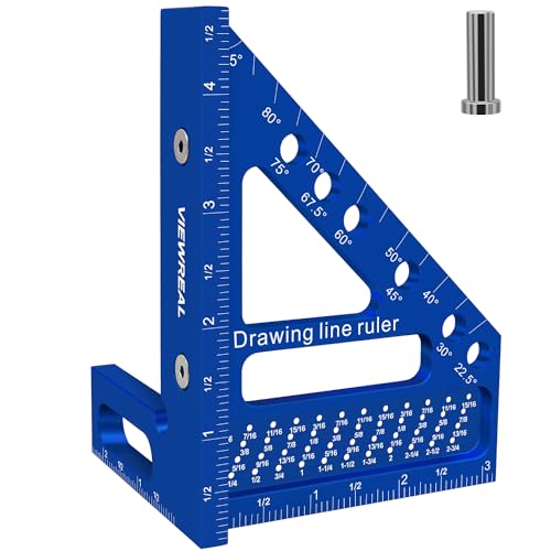 3D Multi-Angle Aluminum Alloy Woodworking Square Ruler, 22.5-90 Degree Protractor, High Precision Miter Triangle Ruler for Engineers, Carpenters, and Craftsmen - color: Blue