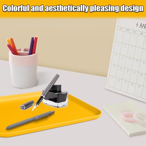 Plastic Serving Trays, 12 Pack Cafeteria Trays Plastic Fast Food Tray for DIY Projects, Painting, Beads, Organizing Supply, 9.4 X 6.7 X 0.6 Inches (Yellow) - color: Yellow