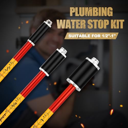 2062 Plumbing Plug Tool Kit, Pipe Water Stopper for for the 1/2", 3/4" and 1" Sized Pipes – 3 Tools + Replacement Gaskets & Nuts