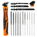 COMOWARE Small File Set, Gift for Dad, 12-Piece Metal Needle File Set with 3 Handsaw Blades, Quick Change Mechanism Handle, Flat, Half-Round, Round & Triangle Files, Portable Case for Woodworking DIY