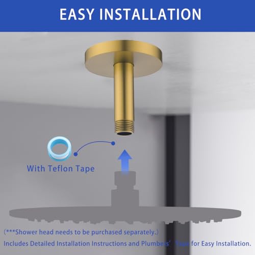 Wall Mounted Stainless Steel Shower Arm Shower Head Extension Pipe Bathroom Accessories 4 Inch Champagne Bronze,SW-RD91038-4CB. - color: Circular Flange-4" Champagne Bronze