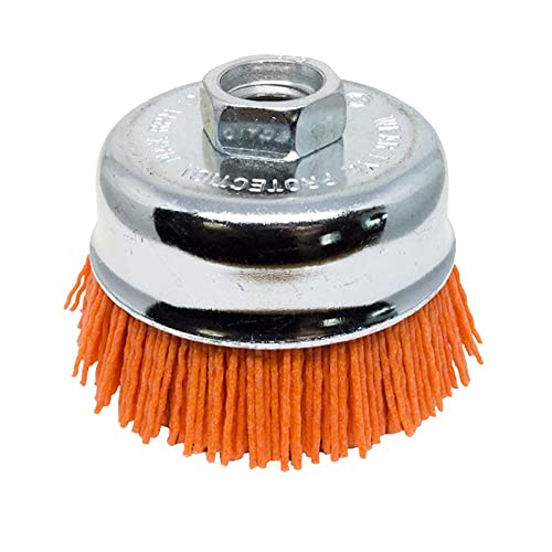 Benchmark Abrasives 3” Nylon Wire Wheel Cup Brush with 5/8"-11 Female Thread, Perfect for Rust or Paint Removal, Sanding, Polishing, Scrubbing, Heavy Grout Removal - (Gray) - color: Gray