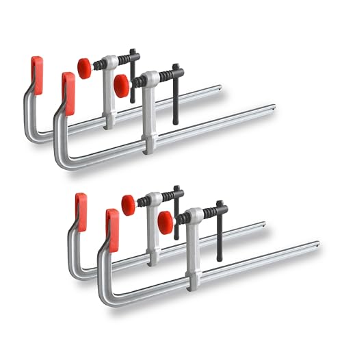 HimaPro 12 Inch Medium Duty Bar Clamp Set, 4 Pack – Drop Forged Steel F-Clamps with 600 lbs Load Capacity and 3-5/32 Inch Throat Depth for Welding, Woodworking, and Metalworking - size: 600 lbs Load Limit