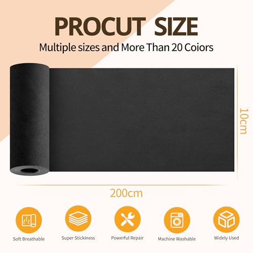Fabric Repair Tape, 4"x 79" Self-Adhesive Linen Repair Tape Patch Kit Black - color: Black, size: 4" x 79"
