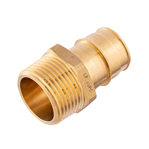 10 piece EFIELD Brass Expansion Pex A 3/4"x 1/2" Male NPT Adapter Fitting - size: 3/4" x 1/2" (Brass, Pack of 10)