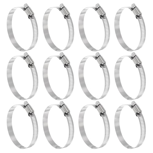 Generic 12 Pcs Hose Clamp 2-5/16"-3-1/4" (59-82mm) 304 Stainless Steel Adjustable Worm Gear Hose Clamp with Phillips Screw Assortment Kit for Fuel Line Pipe Plumbing Automotive Tube