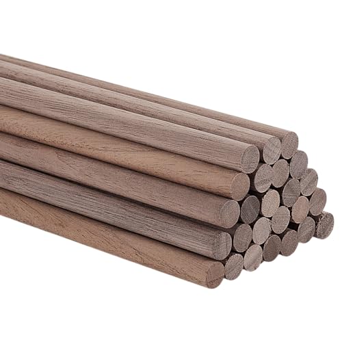 AHANDMAKER 25Pcs Walnut Wooden Dowel Rods, 5/16x11.8 Inch Hardwood Dowels