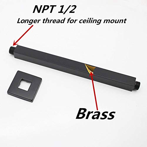 Enga Brass 12-Inch Ceiling Mount Shower Arm (Black) - color: Matte Black, style: 12 Inch