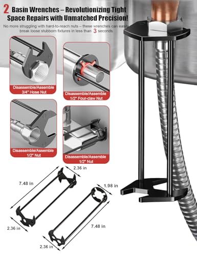 Basin Wrench Set – Ultimate, Heavy-Duty Plumbing Tool Kit for Tight Spaces, Unmatched Precision for DIY, Homeowners & Pros, Rust-Resistant, Effortless & Revolutionary Sink, Faucet & Bathroom Repairs
