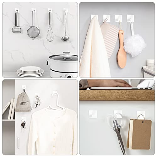 VIS'V Adhesive Towel Hooks, Shower Wall Stick on Hooks, White, 4 Pcs - color: White