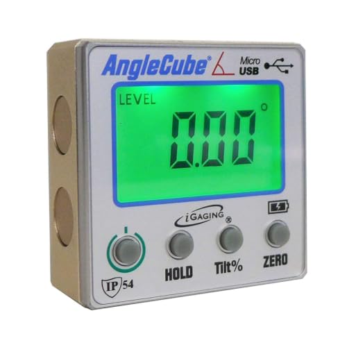 iGaging Angle Gage Backlit Digital Electronic Magnetic Level/Protractor/Bevel Gauge Angle Cube Gen 3