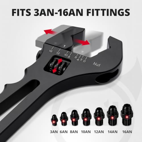 EVIL ENERGY AN Fittings Wrench 3AN-16AN with 4" Magnetic Vise Jaw Pad - color: Black