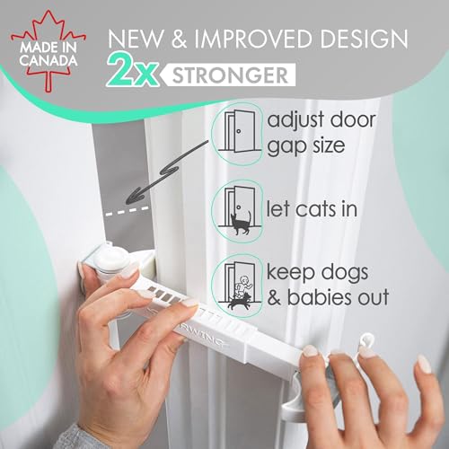 Portable Door Lock for Pets & Childproofing. No Adhesives, No Door Damage. Adjustable Cat Door Latch for Baby Proofing. Let Cats in, Keep Kids & Dogs Out. Baby Door Lock & Cat Door Holder