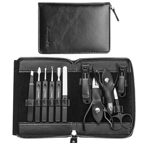 FAMILIFE Stainless Steel Manicure Set 11-in-1 Professional Nail Clipper Kit - color: Black-1