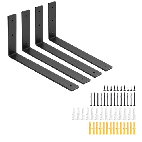12 Inch Heavy Duty Floating Shelf L Brackets, 160 lbs, 4 Pack - size: 12x6"(4pcs)