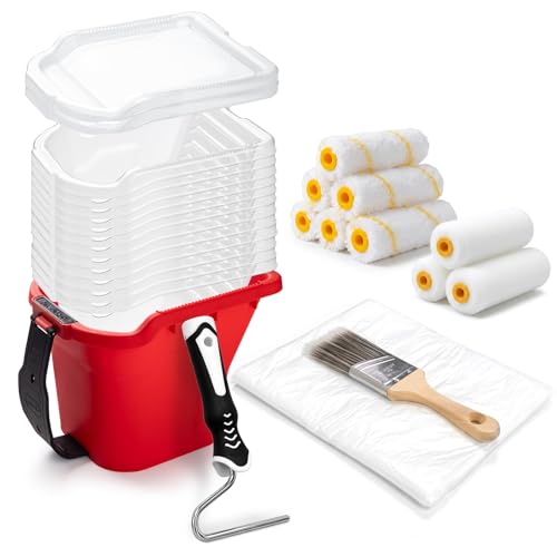 Mister Rui Paint Bucket Kit with Magnetic Holder 27 Pieces Paint Pail Set