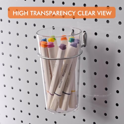 Pegboard Cups With Loops, 9 Pack Clear Peg Board Pencil Holder Organizer - color: Clear