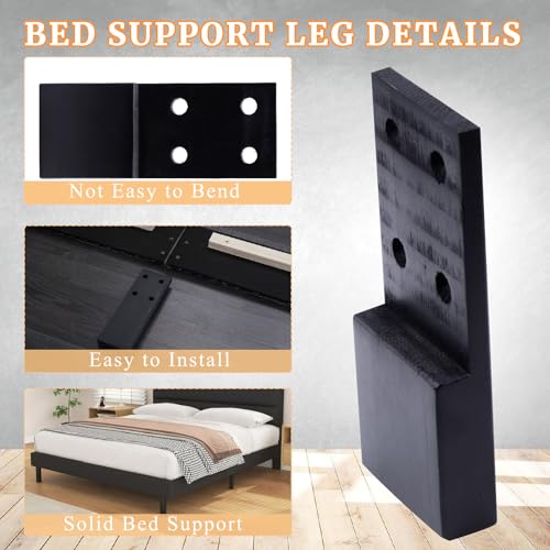 2 Pcs Bed Frame Legs Replacement Parts Bed Feet Furniture Support Leg Reinforcement Kit for Wooden Beds Table Cabinet Sofa Bolt-On Direct Replacement Straight Leg Replace Part Not Plastic Black 5inch - size: 5in