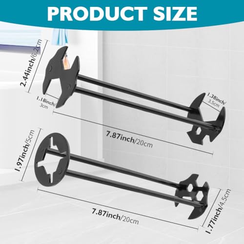 2Pcs Multifunctional Basin Wrench Set,7Sizes Faucet Wrench with Gloves,Universal Under Sink Plumbers Tool,Two-Shaft Design Four-Jaw Hex Faucet tool for Kitchen & Bathroom(Black)
