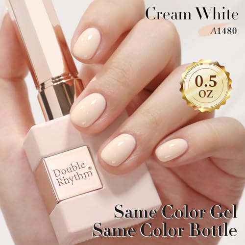 Double Rhythm 15ML Gel Polish Pure Sheer Same Color Same Bottle Soak Off Gel Polish Art Manicure Salon DIY at Home for Women (Cream White-A1480) - color: Cream White