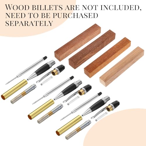 Colarr 12 Pack Woodturning Pen Kit Twist Ballpoint Pen Kit, Silver - color: Silver